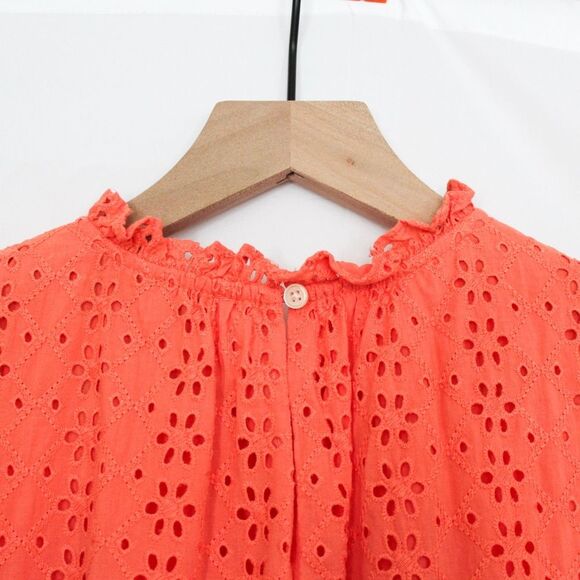 Loft Eyelet Peplum Halter Shell - Small, Coral - Picture 7 of 11